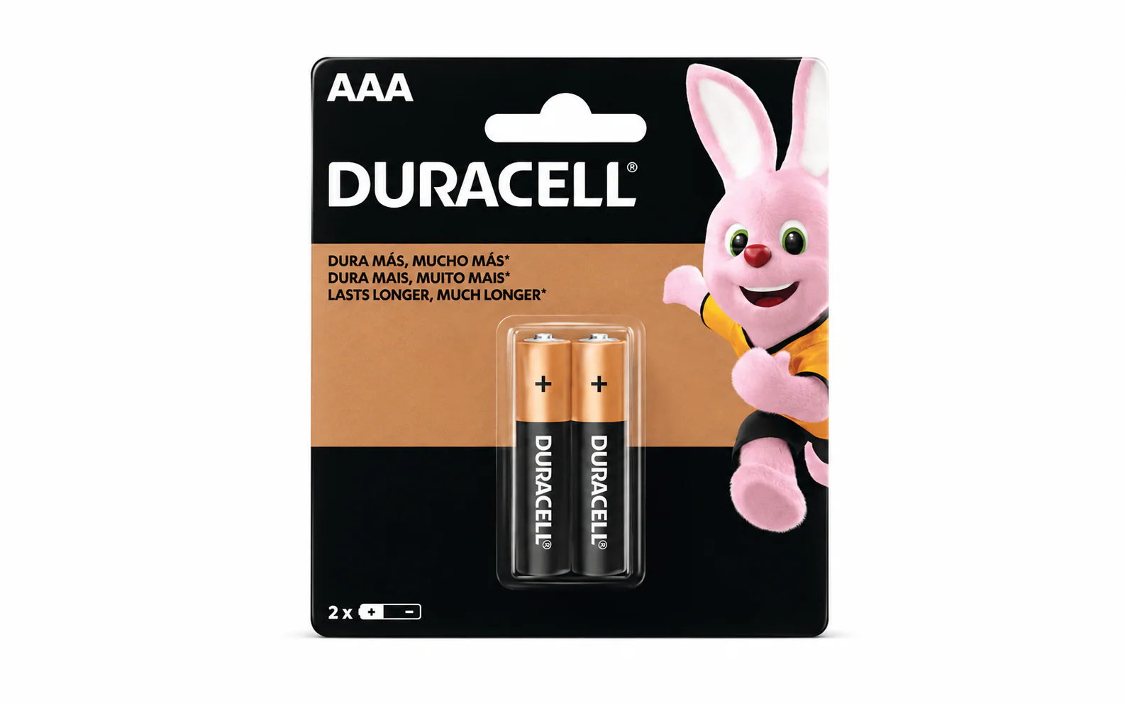 Pack x2 pilas alcalinas Duracell AAA de 1,5 V en blíster.
