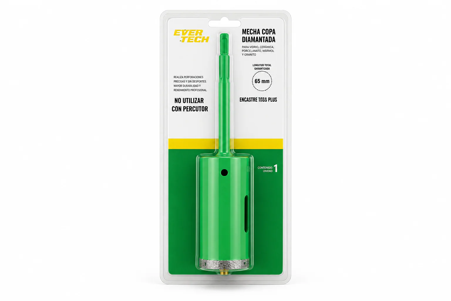 Copa diamantada Evertech CD65 de 65 x 150 mm con encastre SDS Plus