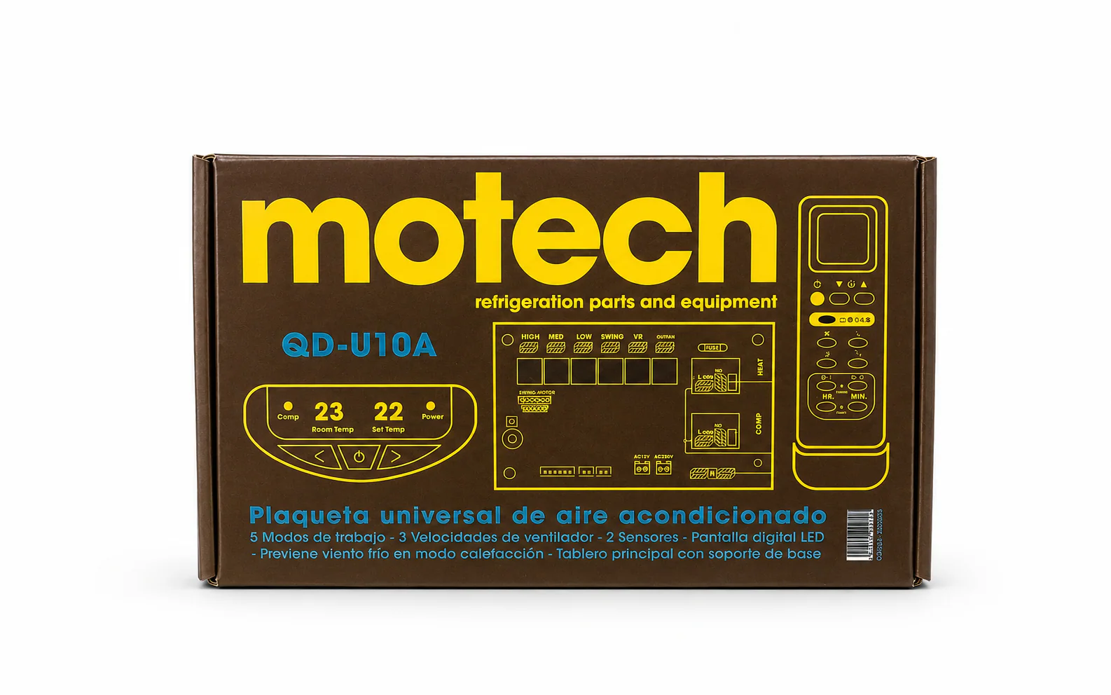 Caja Motech QD-U10A de plaqueta universal para aire acondicionado piso techo.