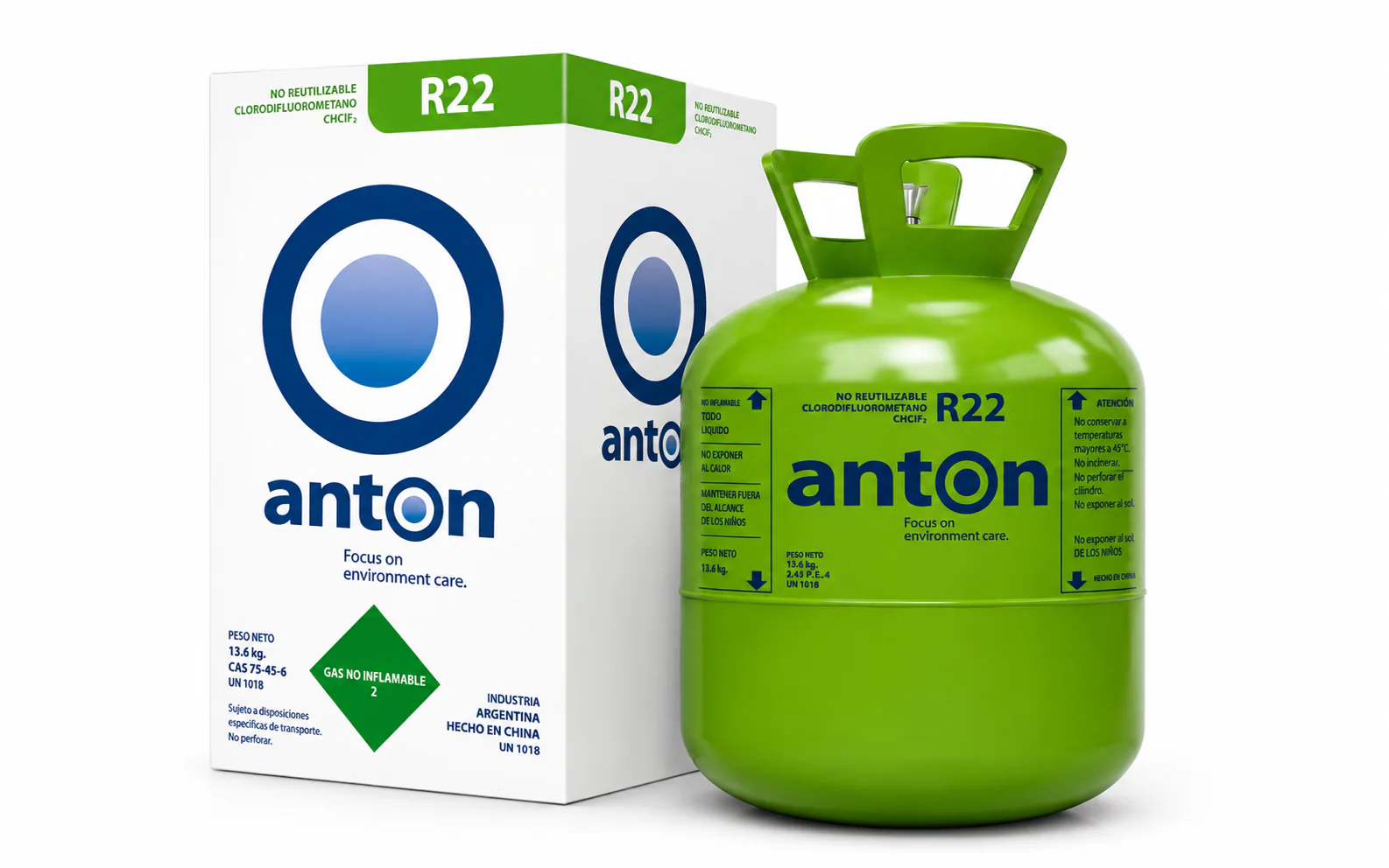 Garrafa Anton de gas refrigerante R22 de 13,6 kg