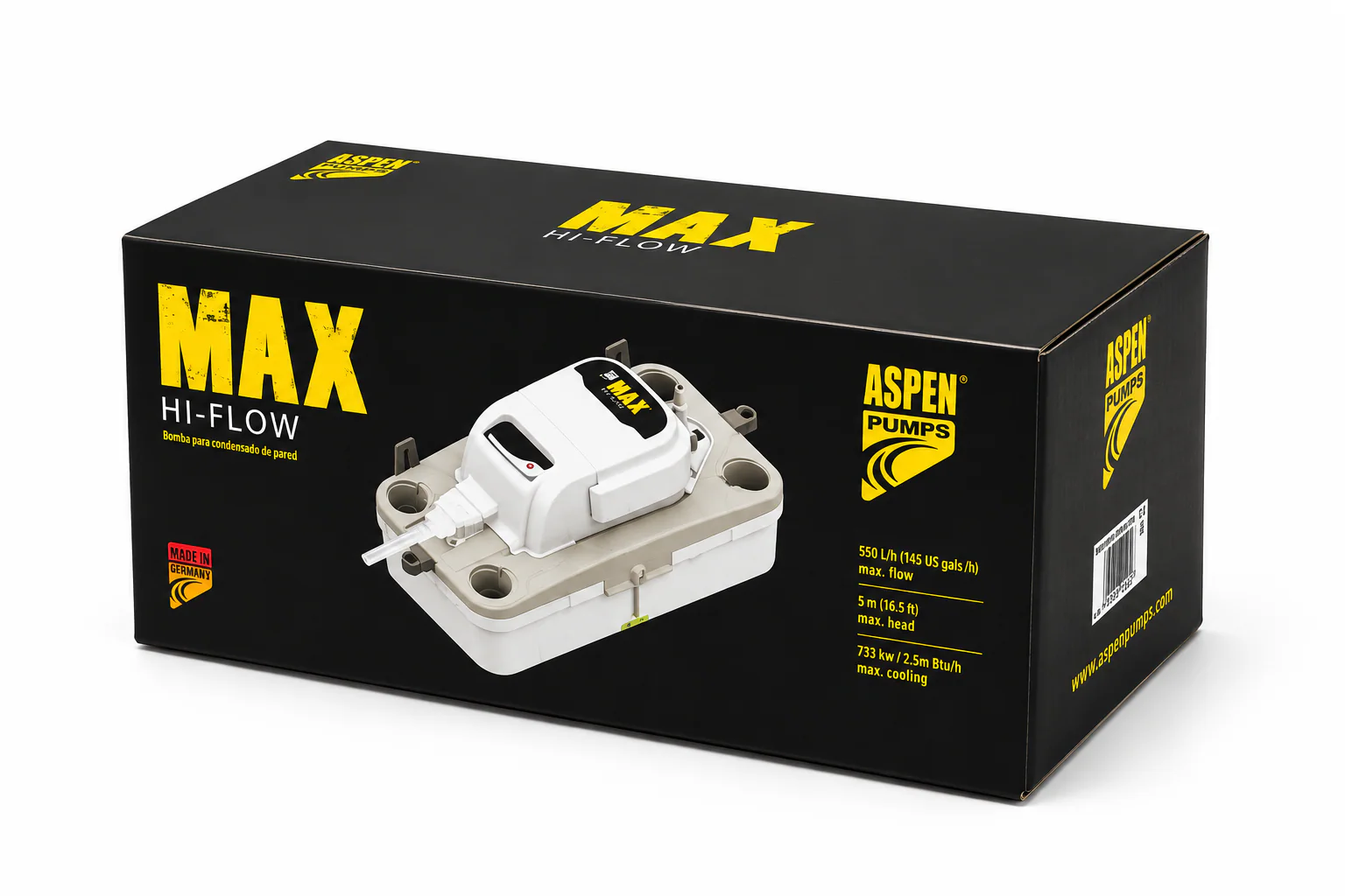Bomba de condensado Aspen Pumps Max Hi-Flow FP3349 de 550 L/h con depósito.