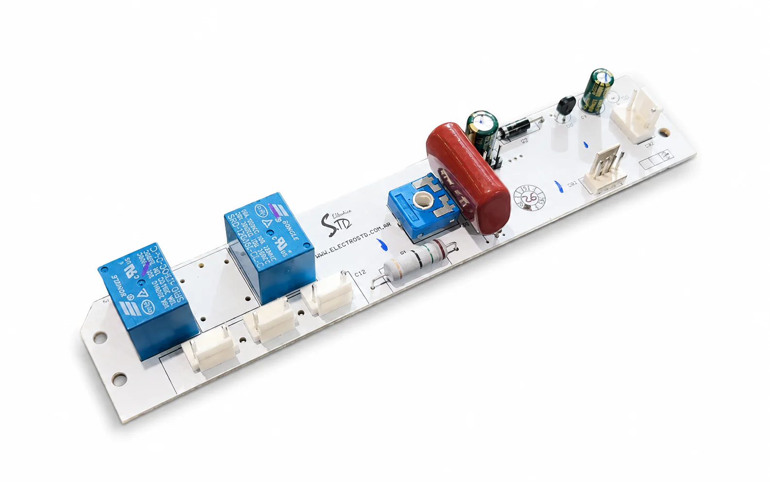 Plaqueta electrónica Electro STD BAM36 para heladera Bambi NF1600 con potenciómetro azul.