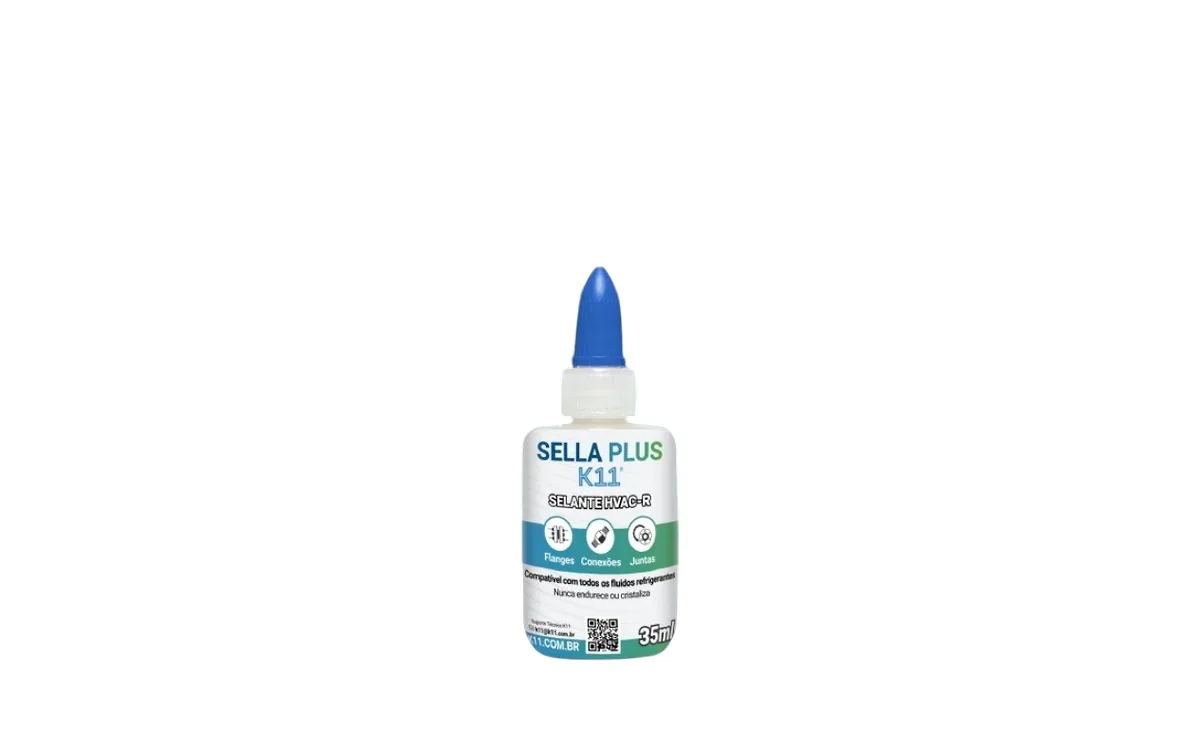 Frasco de sellador Sella Plus K11 de 35 ml con tapa azul sobre fondo blanco